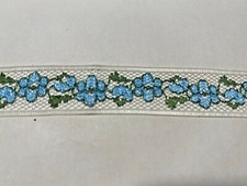 Small Blue Flat Floral Lace   Flat   3/4" wide   *ON SALE*.  By the yard 