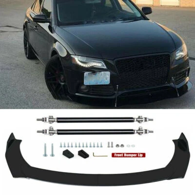 For AUDI A3 A4 A5 A6 A7 B8 S4 S5 Front Bumper Lip Spoiler Splitter + Strut Rods - Image 1 of 4