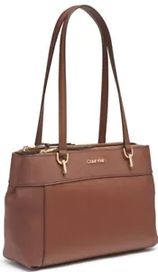 Calvin Klien HAYDEN Saffiano Leather Triple Compartment Satchel - Picture 1 of 8