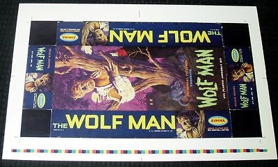 1962 WOLFMAN AURORA MODEL BOX MADE INTO A COOL FRAMABLE 13x20" *POSTER* MUST SEE - Image 1 of 3