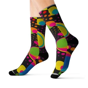 All Over Print Adult Socks Psychedelic Polka Dots Colorful Fun Funky - Picture 1 of 9