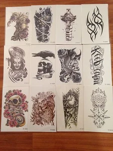 12 Sheets Large Temporary Tattoo Waterproof Tattoo Body Arm Stickers Fake Tattoo - Picture 1 of 6