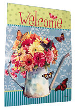 1 Small Garden Flag Welcome Flowers Butterfly Watering Can | 12.5" x 18" | New