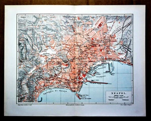 1898 Antica Geotopografia Colori:TOPOGRAFICA DI NAPOLI E DINTORNI-NEAPLES.MEYERS - Imagen 1 de 2