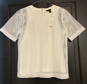 Banana Republic Damen Netz Top Größe S weiß perforiert Einzelhandel $ 59,50 Neu mit Etikett - Bild 1 von 6