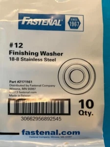 #12 Finishing Washer GRD 18-8 Stainless Steel 10 Qty Going Nuts C27c - Picture 1 of 2