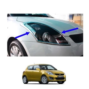 Head Lamp Light Cover Chrome Trim 2 Pc Fits Suzuki Swift Hatchback 2012 - 2016 - Picture 1 of 3