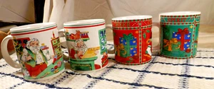 SET OF 4 Christmas Mugs Signature Houseware 11 oz Stoneware - Picture 1 of 10