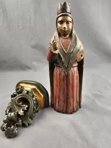 Antike Holz Heiligenfigur Figur Madonna Maria Bemalt Rarität Antik Alt König - Bild 1 von 23