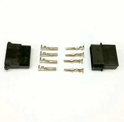 MALE & FEMALE 4 PIN MOLEX PC PSU POWER CONNECTORS - 2 OF EACH- BLACK INC PINS - Image 1 of 4