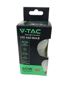 V-TAC 8x LED Gluehbirne E27 8,5W (entspricht 60W) A60 - 806Lumen - Maximale - Bild 1 von 6