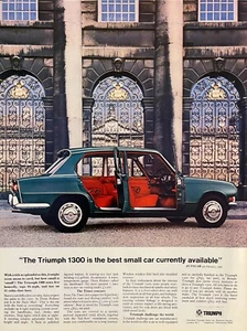 Triumph 1300 1967 vintage Reino Unido anuncio impreso Triumph 4 puertas sedán anuncio de coche británico - Imagen 1 de 1