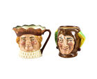 2pc Royal Doulton Small Toby Jugs Jester D5556, Old King Cole, 3 1/4" A Mark