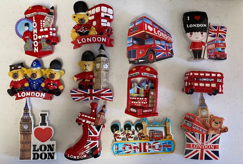3D Ceramic London British England ICONS Souvenir Fridge Magnets Multipack UK  - Image 1 of 1