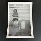 Little Girl With Stroller Baby Doll House Amateur Black White Photo Print 1964