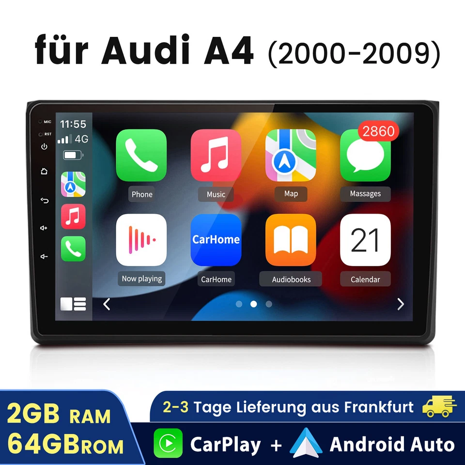 Für Audi A4 S4 RS4 B6 B7 Android 13 Carplay Autoradio GPS Navi DSP SWC DAB 2+64G - Bild 1 von 4