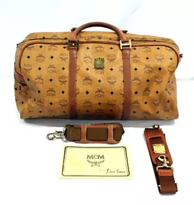 MCM Cognac Visetos Monogram Duffle Weekender Bag - Picture 1 of 12