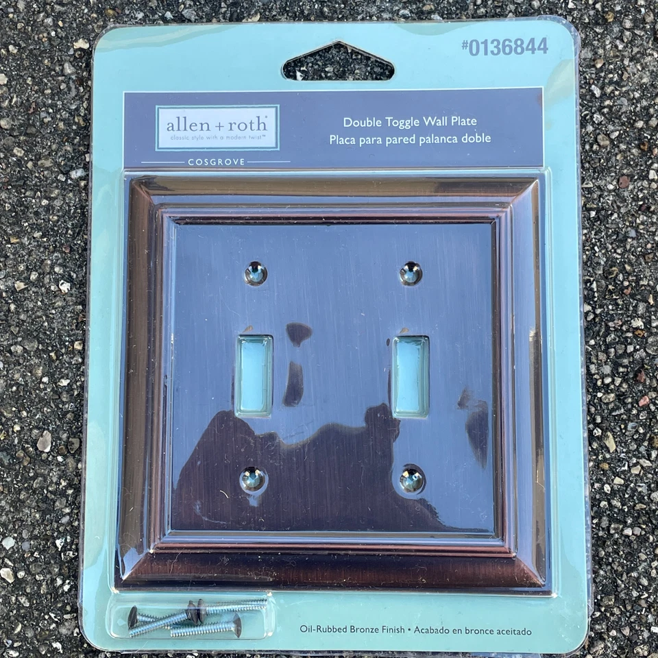 Allen Roth 2-gang Oil Rubbed Bronze Standard Toggle Metal Wall Plate Z1768tt-eorb