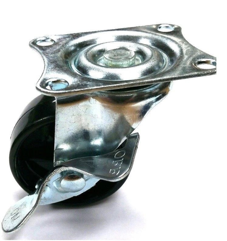 8 X con Freno Girevole Rotelle Polypropolene Piastra Fix 50mm Carico Cuscinetto - Immagine 1 di 1