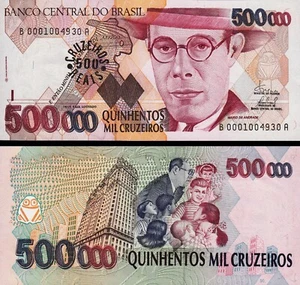 Brazil 500 Crzerios Reais on 500,000 - 500000 Cruzeiros 1993, UNC, P-239b - Picture 1 of 3