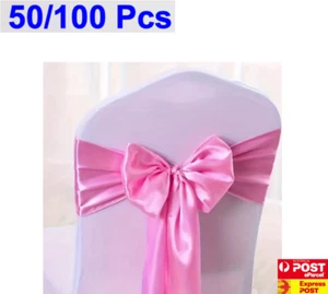 Pink Satin Chair Sash Sashes Chair Cover Wedding Event Decoration - Picture 1 of 1