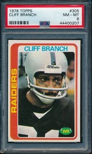 1978 Topps Football Cliff Branch #305 PSA 8 RAIDERS NM-MT HOF - Picture 1 of 2