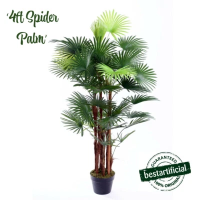 Best Artificial 4ft 120cm Spider Finger Palm Tree Office Plant Conservatory New - Image 1 of 4