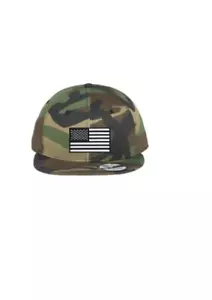CAMO New Era NE400 9Fifty Hat/Cap w/ Black White USA Flag Flat Brim Snap Back - Picture 1 of 4