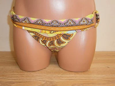 Sauvage Luxe Multi-Color Paisley Gold Ring Bikini Bottoms Size Small Item #16L - Image 1 of 4