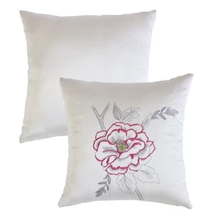 One Rose Tree Marseilles Embroidered Square Pillow 16 x 16 New  - Picture 1 of 2