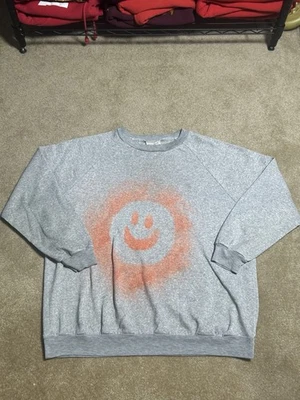 Sudadera vintage Smiley cuello redondo Roaman's adulto pequeña gris Foto 1 de 4