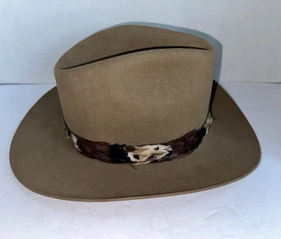 De Colección Oleg Cassini Byer Rolnick Fieltro Sombrero de Vaquero Colección Redonda Plumas Foto 1 de 4