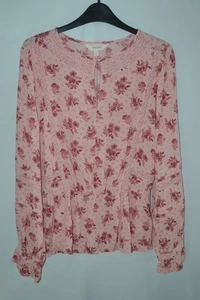 Per Una Mujer Rosa Floral Manga Larga Top Reino Unido Talla 10 - Imagen 1 de 3