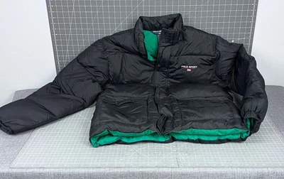 Chaqueta acolchada vintage Polo Sport Ralph Lauren negra/verde para hombre XL '90's Foto 1 de 4
