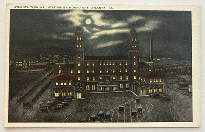 Antique Atlanta Georgia Postcard - Terminal Station at Night - Early 1900s - Image 1 of 2