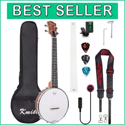 Vibrant 26-Inch Tenor Banjolele with Bag, Tuner, Strap & Picks - Brownish Yellow - Image 1 of 4