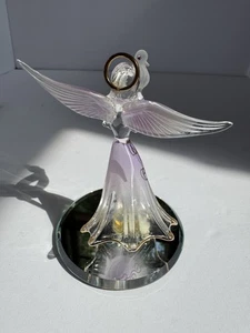 Glass Baron - Lavender Angel w Bird Hand Blown Glass Porcelain Flower Figurine - Picture 1 of 6