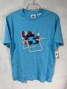 Disney Parks Lilo & Stitch Beach Chair Lounging Blue Shirt Size M *NWT - Picture 1 of 6
