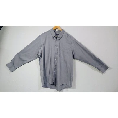 Lands End Mens Gray Button Down Long Sleeve  Shirt Classic Fit 34-35 Room Casual - Image 1 of 4