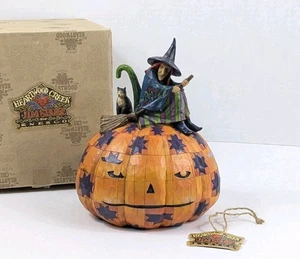 Jim Shore Witch on Jack-o'-lantern An Eerie Eve Awaits Heartwood Creek Halloween - Picture 1 of 13