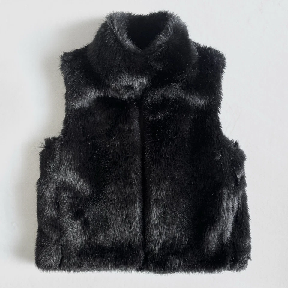 Chaleco Gianni Bini de piel sintética negro para mujer talla pequeña Foto 1 de 4