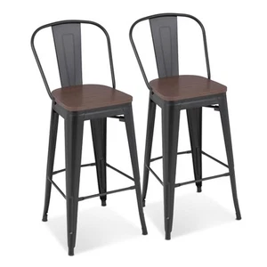 Counter Height Bar Stools Set of 2, 24.5 Inches Modern Barstools Set of 2 wit... - Picture 1 of 8