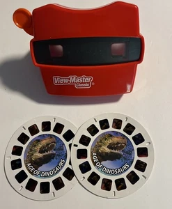 View-master Classic Reel Slide 3D Viewer RED MATTEL 2014 -HTF- W/ 2 Dino Slides - Picture 1 of 5