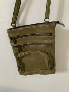 Leather Crossbody Purse Multiple Pockets Adjustable Straps Soft Durable 10.5”x8” - Picture 1 of 4