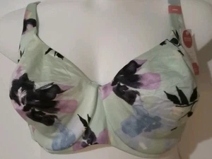 Reggiseno Cacique verde menta floreale sfoderato ferretto 42DD spalline larghe copertura completa - Foto 1 di 7