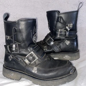 Harley-Davidson D94167 Distortion Skull Leather Motorcycle Biker Boots Men 10 - Picture 1 of 20