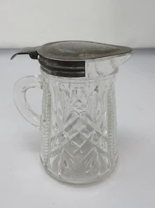 Vintage Clear Glass Syrup Bottle with Metal Flip Lid - Imagen 1 de 6