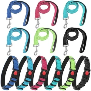 6 Sets Reflective Dog Leash and Collar Set, Nylon Leashes Adjustable Dog Coll... - Picture 1 of 7