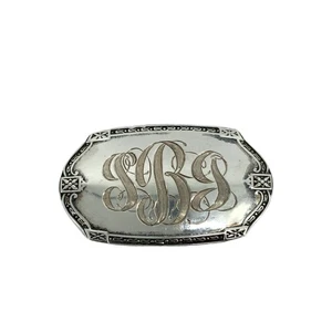 Sterling Silver Vintage Andrea Barnett Ltd. Engraved SBJ Monogram Belt Buckle - Picture 1 of 6
