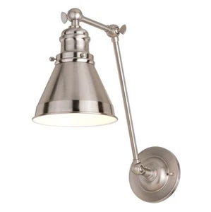 Vaxcel Lighting Alexis 13" Tall Adjustable Reading Light, W0399 - Nickel & White - Picture 1 of 8